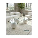 Velura Home & Living Top Sehpa & Şeffaf Fasülye Cam Küre Orta Sehpa - Kırık Beyaz