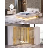 Velura Home & Living Tress Yatak Odası Takımı (9 Kapaklı Köşe Dolap + Şifonyer + Komodin + Karyola) - Kırık Beyaz