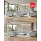 Velura Home & Living Zeri 3+3+3 Yataklı Puzzle Modüler U Köşe Koltuk Takımı & Puflu Köşe Takımı - Açık Gri 102