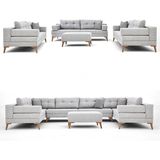 Velura Home & Living Zeri 3+3+3 Yataklı Puzzle Modüler U Köşe Koltuk Takımı & Puflu Köşe Takımı - Açık Gri 102