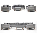 Velura Home & Living Zeri 3+3+3 Yataklı Puzzle Modüler U Köşe Koltuk Takımı & Puflu Köşe Takımı - Gri 104