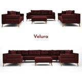 Velura Home & Living Zeri Modüler Yataklı 3 Adet Üçlü Kanepe & 3'lü Koltuk (3+3+3) - Bordo