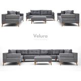 Velura Home & Living Zeri Modüler Yataklı 3 Adet Üçlü Kanepe & 3'lü Koltuk (3+3+3) - Koyu Gri