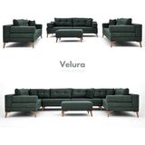 Velura Home & Living Zeri Modüler Yataklı 3 Adet Üçlü Kanepe & 3'lü Koltuk (3+3+3) - Koyu Yeşil