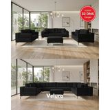 Velura Home & Living Zeri Modüler Yataklı 3 Adet Üçlü Kanepe & 3'lü Koltuk (3+3+3) - Siyah