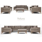 Velura Home & Living Zeri Modüler Yataklı 3 Adet Üçlü Kanepe & 3'lü Koltuk (3+3+3) - Sütlü Kahve