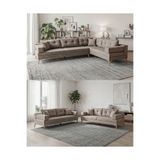 Velura Home & Living Zeri Modüler Yataklı Koltuk Takımı & 2 Adet Üçlü Kanepe & Köşe Takımı (3+3) - Sütlü Kahve - 160