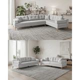Velura Home & Living Zeri (Pufsuz) Yataklı Puzzle Modüler Köşe Koltuk Takımı & Köşe Takımı - Açık Gri - 102 - Zeri Köşe Takımı - Pufsuz