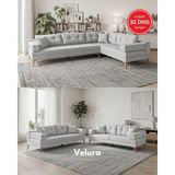 Velura Home & Living Zeri (Pufsuz) Yataklı Puzzle Modüler Köşe Koltuk Takımı & Köşe Takımı - Açık Gri - 102 - Zeri Köşe Takımı - Pufsuz