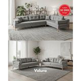 Velura Home & Living Zeri (Pufsuz) Yataklı Puzzle Modüler Köşe Koltuk Takımı & Köşe Takımı - Gri - 104 - Zeri Köşe Takımı - Pufsuz