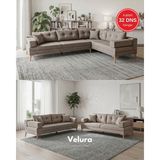 Velura Home & Living Zeri (Pufsuz) Yataklı Puzzle Modüler Köşe Koltuk Takımı & Köşe Takımı - Kahve - 160 - Zeri Köşe Takımı - Pufsuz