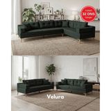Velura Home & Living Zeri (Pufsuz) Yataklı Puzzle Modüler Köşe Koltuk Takımı & Köşe Takımı - Koyu Yeşil - 126 - Zeri Köşe Takımı - Pufsuz