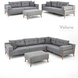 Velura Home & Living Zeri Yataklı Puzzle Modüler Köşe Koltuk Takımı & Köşe Takımı & Keten Koltuk Takımı - Gri - 104 - 2 Kanepe