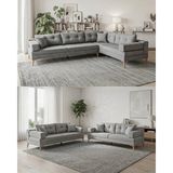 Velura Home & Living Zeri Yataklı Puzzle Modüler Köşe Koltuk Takımı & Köşe Takımı & Keten Koltuk Takımı - Gri - 104
