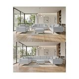 Velura Home Zeri 3+3+3 Yataklı Puzzle Modüler U Köşe Koltuk Takımı ve Puflu Köşe Takımı - Açık Gri 102