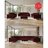 Velura Home Zeri 3+3+3 Yataklı Puzzle Modüler U Köşe Koltuk Takımı ve Puflu Köşe Takımı - Bordo 173