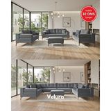 Velura Home Zeri 3+3+3 Yataklı Puzzle Modüler U Köşe Koltuk Takımı ve Puflu Köşe Takımı - Koyu Gri 106