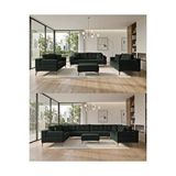 Velura Home Zeri Modüler Yataklı 3 Adet Üçlü Kanepe ve 3'lü Koltuk (3+3+3) - Koyu Yeşil