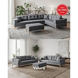 Velura Home Zeri Modüler Yataklı Koltuk Takımı ve 2 Adet Üçlü Kanepe ve Köşe Takımı (3+3) - Koyu Gri - 106