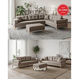 Velura Home Zeri Modüler Yataklı Koltuk Takımı ve 2 Adet Üçlü Kanepe ve Köşe Takımı (3+3) - Sütlü Kahve - 160 Kahverengi