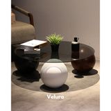 Velura Küre Orta Sehpa - 1 Siyah Top & 1 Beyaz Top & 1 Ceviz Top - Yuvarlak- Füme Cam