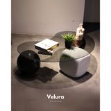 Velura Küre Orta Sehpa - 1 Siyah Top & 1Ceviz Top & 1 Beyaz Zar - Fasulye - Füme Cam