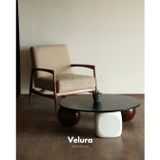 Velura Küre Orta Sehpa - 2 Ceviz Top & 1 Beyaz Zar - Yuvarlak - Siyah Mdf