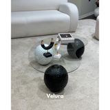Velura Küre Orta Sehpa - 2 Dragon (Siyah) & 1 Dragon (Beyaz) Top - Fasulye - Şeffaf Cam