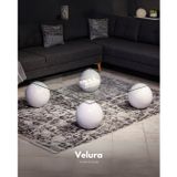 Velura Küre Orta Sehpa - Beyaz Top - Kare- Şeffaf Cam