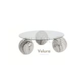 Velura Küre Orta Sehpa - Diana Traverten Mermer - yuvarlak cam