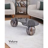 Velura Küre Orta Sehpa - Dune - Fasulye - Füme Cam