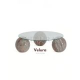 Velura Küre Orta Sehpa - Mars - Yuvarlak - Şeffaf Cam