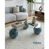 Velura Küre Orta Sehpa - Ocean - Fasulye - Şeffaf Cam