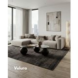 Velura Küre Orta Sehpa - Siyah Top - Fasulye - Füme Cam