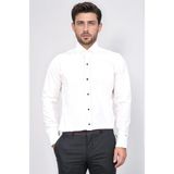 Velvarde Beyaz Slim Fit Duble Manşet Ata Yaka Smokin Gömlek