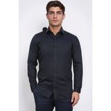 Velvarde Slim Fit Non-Iron Twıll Siyah Gömlek