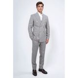 Velvarde Slim Fit Sivri Yaka Kruvaze Çizgili Kahverengi Takım Elbise - 6 Drop - 46