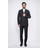 Velvarde Slim Fit Sivri Yaka Kruvaze Siyah Takım Elbise - 6 Drop - 44