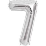 velvedi - 7 Rakamı Gümüş Folyo Balon 16 Inch 40 Cm