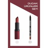 Velvet Matte Lipstick No: 16 ve Emily No: 208 Ruj ve Dudak Kalemi Seti - 16-208