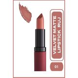 Velvet Matte Lipstick No:01 Brown Nude - Mat Ruj - 8691190466015 - Çok Renkli