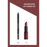 Velvet Matte Lipstick No:16 Ruj & Golden Rose Dream Lips Lipliner NO:504 Dudak Kalemi Seti - Çok Renkli