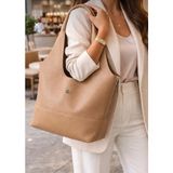 Velvet Rush Yeni Sezon Yandan Fermuar Detaylı Hobo Model Omuz Çantası - Camel - Açık Camel