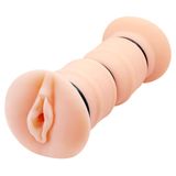 VelvexNoir Büyük Boy 19 CM Çift Taraflı Titreşimli Realistik Suni Vajina Mastürbatör
