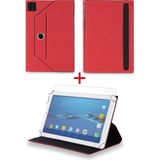 Velvoria Polypad C504 - 7" Tablet Uyumlu Standlı Tablet Kılıfı + Nano Ekran Koruyucu - Kırmızı