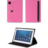 Velvoria Polypad Q7 Max - 7" Tablet Uyumlu Standlı Üniversal Kapaklı Pembe Tablet Kılıfı