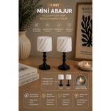 Velzade Home 2’li Dekoratif Mini Abajur Seti – Tealight LED Mumlu 3D Baskı PLA Masaüstü Dekoratif Lamba Siyah VLZ550-550-550