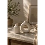 Velzade Home 2'li Dekoratif Vazo Seti - Taş Tozu Döküm Modern Halka Vazo Minimalist Salon Ev Dekoru VLZ158-158-158