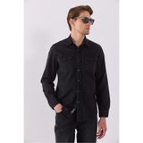 VENA Erkek Austin Black Slim Fit Jean Gömlek %100 Pamuk - Black
