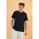 Vena Erkek Danny Siyah Sıfır Yaka Pamuklu Basıc T-Shirt - 2XL